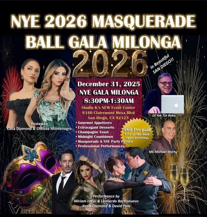 NYE 2026 Milonga, next day Workshops & Practilonga